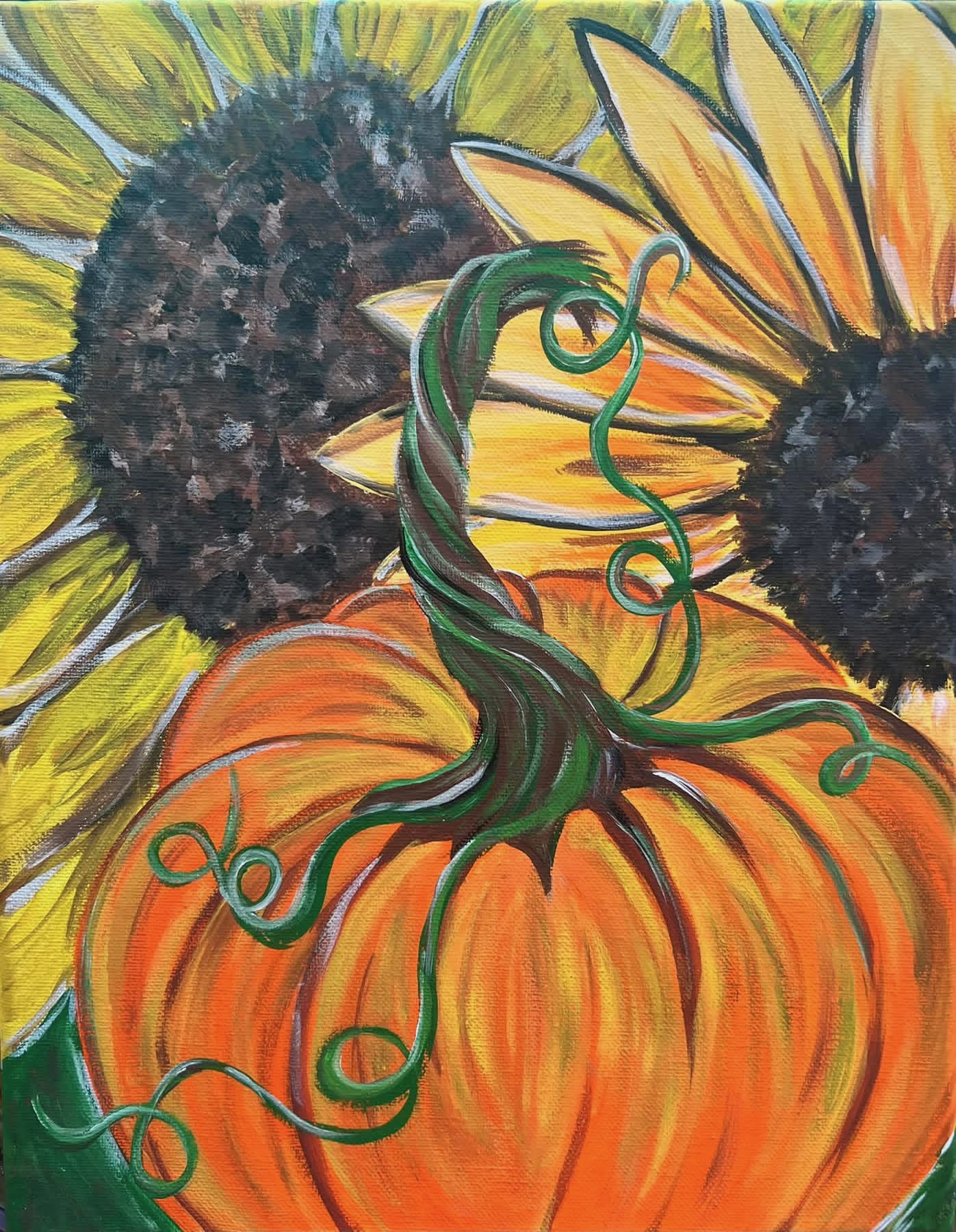 Sunflower, Pumpkin paint and sip